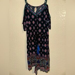 Bohemian Black and Blue Patterned Romper